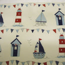 Sail Boats and Beach Huts Blue Oilcloth Tablecloth