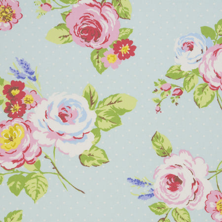 English Rose Seafoam Oilcloth Tablecloth Clarke and Clarke 85cm x 132cm - Warehouse Clearance