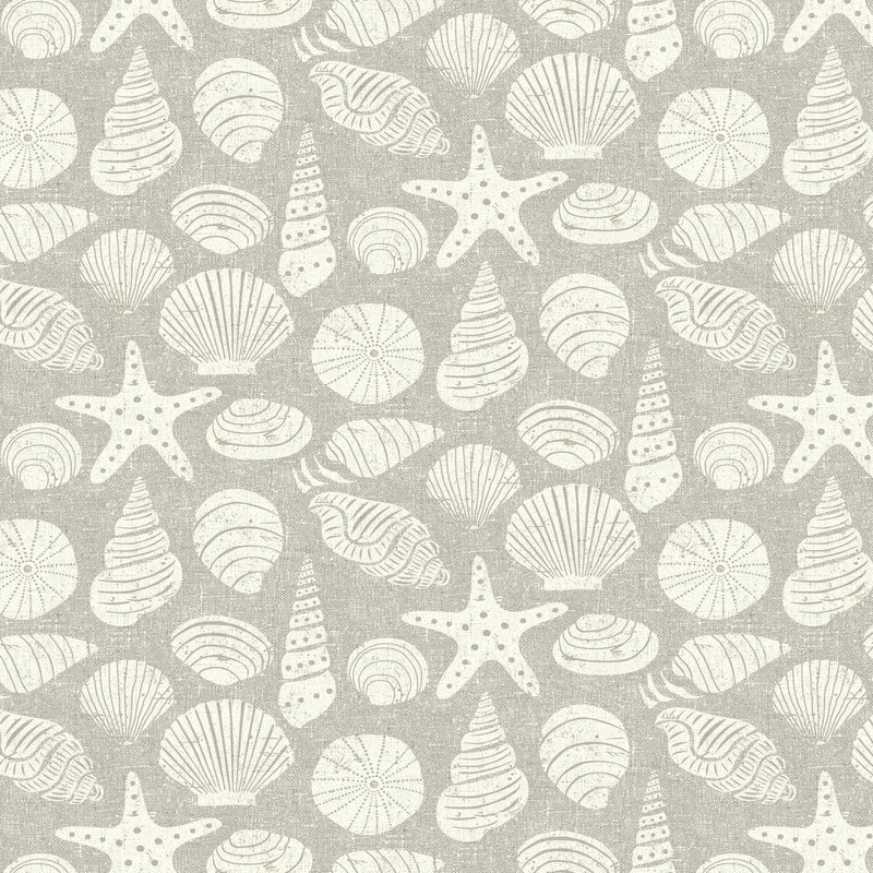 Seashells Grey Oilcloth Tablecloth