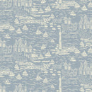 Seaside Town Delft Blue Oilcloth Tablecloth