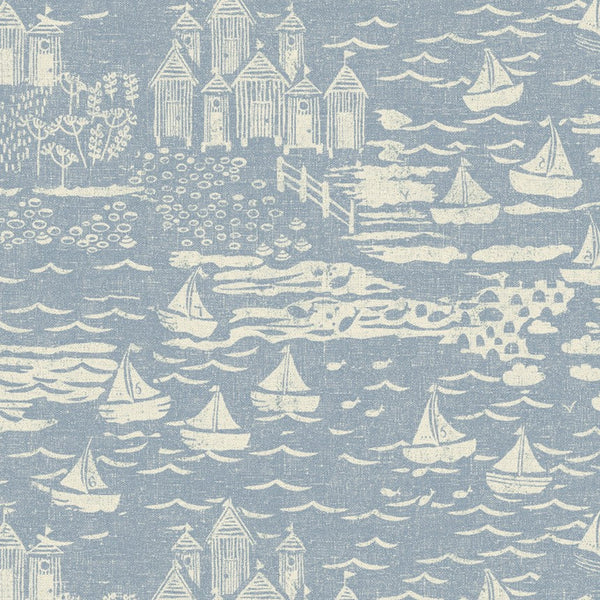 Seaside Town Delft Blue Oilcloth Tablecloth