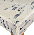 Seaside Fish Blue Tex Vinyl Oilcloth Tablecloth