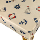 Seaside Lighthouse , Anchors and Boats Vinyl Oilcloth Tablecloth