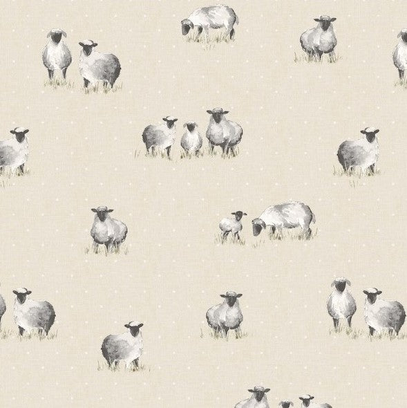 Sheepy Sheep Natural Dotty Oilcloth Tablecloth