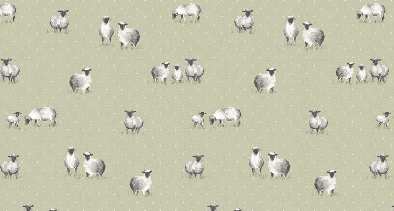 Sheepy Sheep Sage Green Dotty Oilcloth Tablecloth
