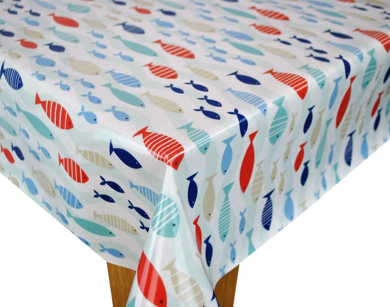 Shoal Blue Multi Oilcloth Tablecloth by Fryetts