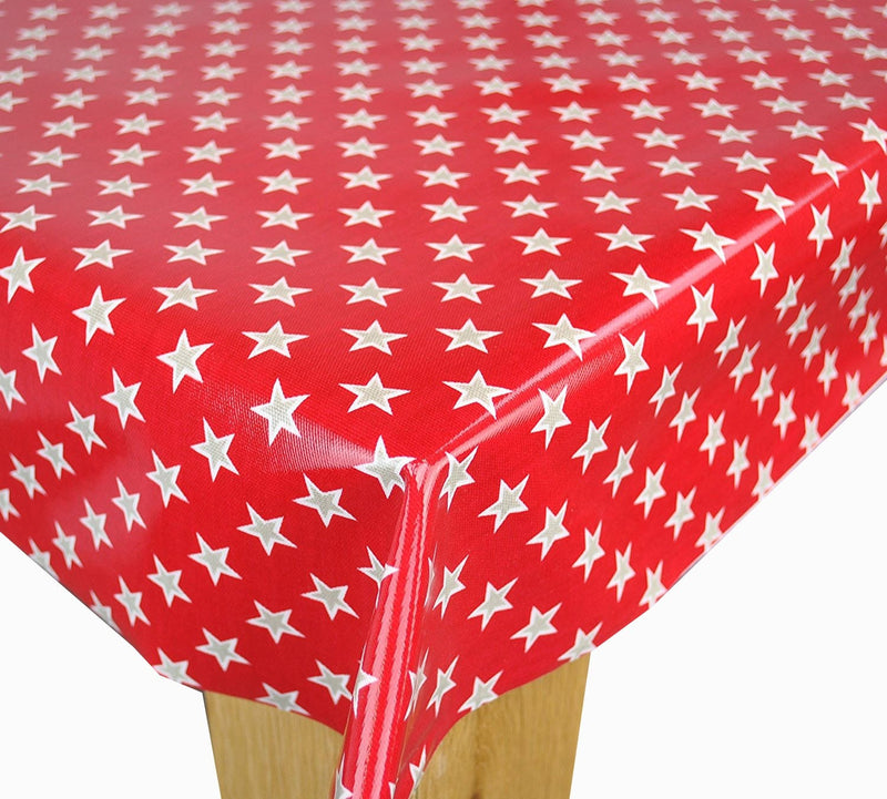 Shooting Stars Red Cotton Oilcloth Tablecloth