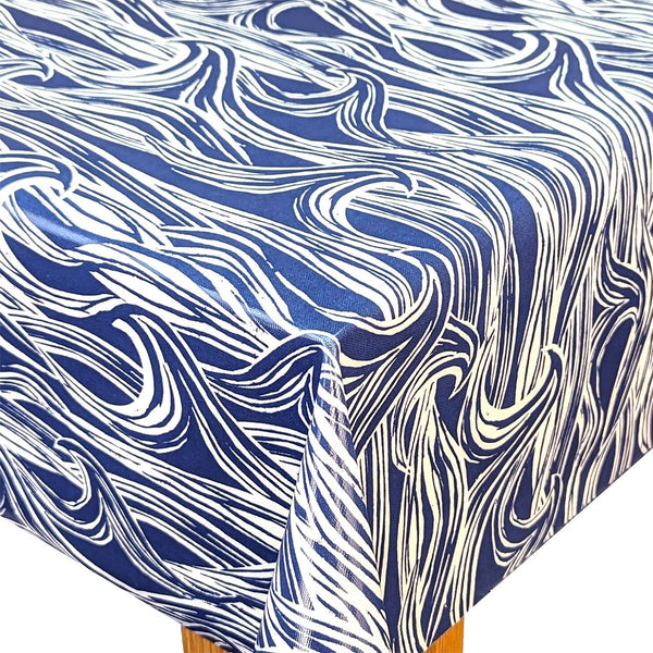 Surf Navy Blue Oilcloth Sold by the Metre