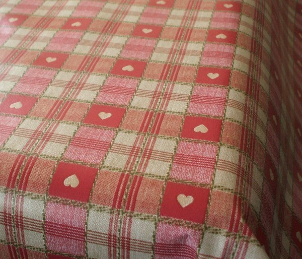 Sweetheart Check Red PVC Vinyl Wipe Clean Tablecloth  160cm x 140cm Warehouse Clearance