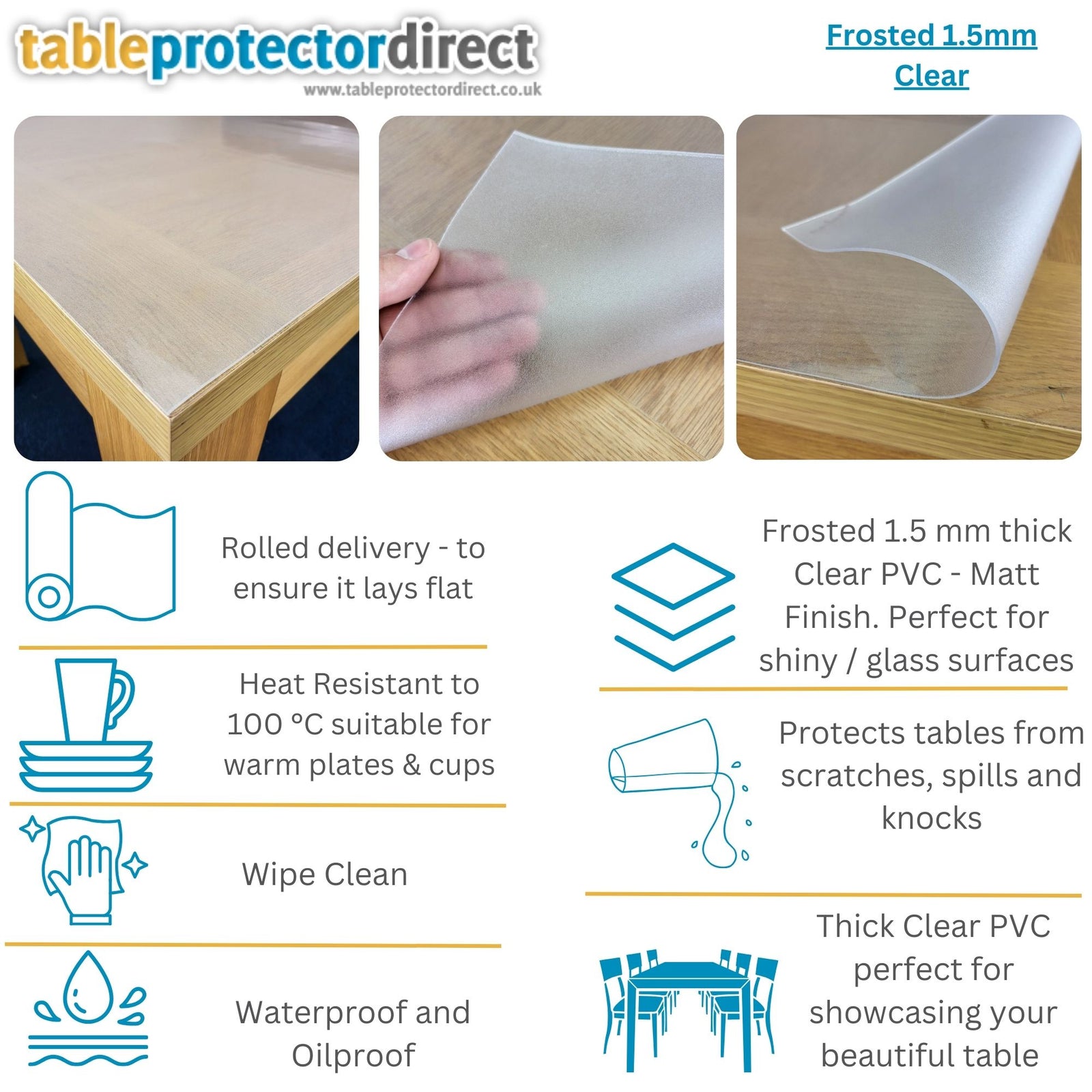 Buy Custom Clear PVC Table Protector | Bespoke Sizes 1.5mm Thick