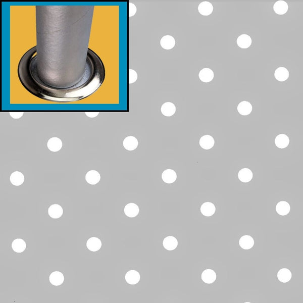 Extra Wide Silver Grey Polka Dot Tablecloth with Parasol Hole Wipe Clean Outdoor Tablecloth Vinyl PVC Square 160cm x 160cm