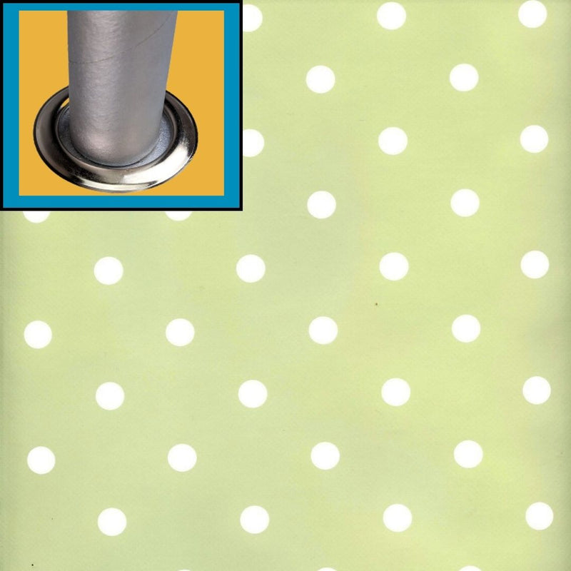 Extra Wide Sage Green Polka Dot Tablecloth with Parasol Hole Wipe Clean Outdoor Tablecloth Vinyl PVC Square 180cm x 180cm