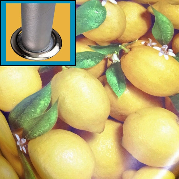Extra Wide Lemons Tablecloth with Parasol Hole Wipe Clean Outdoor Tablecloth Vinyl PVC Round 150cm