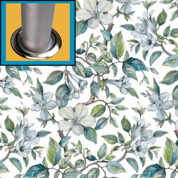Beautiful Leaves Green and Teal Tablecloth with Parasol Hole Wipe Clean Tablecloth Vinyl PVC 250cm x 140cm