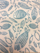 Trawler Fish Aqua Oilcloth Tablecloth