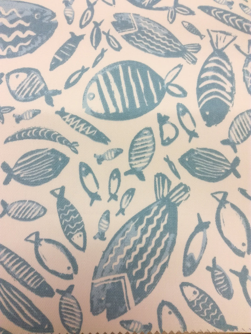 Trawler Fish Aqua Oilcloth Tablecloth