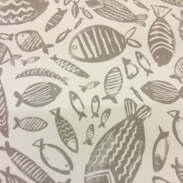 Trawler Fish Grey Oilcloth Tablecloth