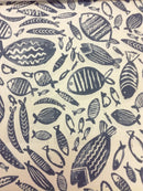 Trawler Fish Navy Oilcloth Tablecloth