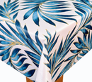 Beach Palm Leaves Blue  PVC Vinyl Wipe Clean Tablecloth  90cm x 140cm Warehouse Clearance