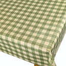 Gingham Check Olive Green Cotton  Oilcloth Tablecloth