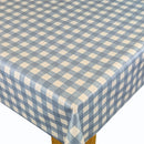 Gingham Check Denim Blue Cotton Oilcloth Tablecloth