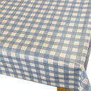 Gingham Check Denim Blue Cotton Oilcloth Tablecloth