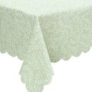 Scallop Edge Willow Leaves Green Vinyl Oilcloth Tablecloth