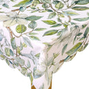 Scallop Edge Beautiful Leaves Teal Vinyl Oilcloth Tablecloth