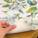 Padded Table Protector with Printed Beautiful Leaves Teal Design - Heat Resistant, Durable, Waterproof, Table Cover for Dining, Kitchen, Indoor and Outdoor Use