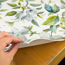 Padded Table Protector with Printed Beautiful Leaves Teal Design - Heat Resistant, Durable, Waterproof, Table Cover for Dining, Kitchen, Indoor and Outdoor Use