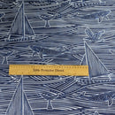 Whales and Sail Boats Navy Blue Matt Oilcloth Table Cloth