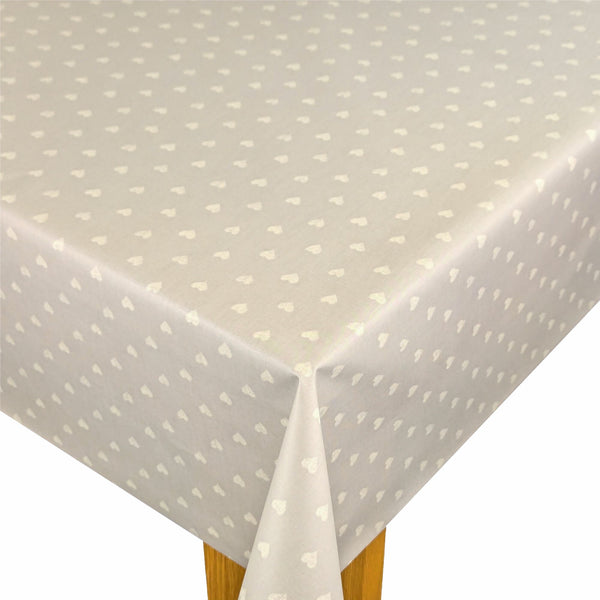 Fryetts Silver Love Hearts Cotton Oilcloth Tablecloth