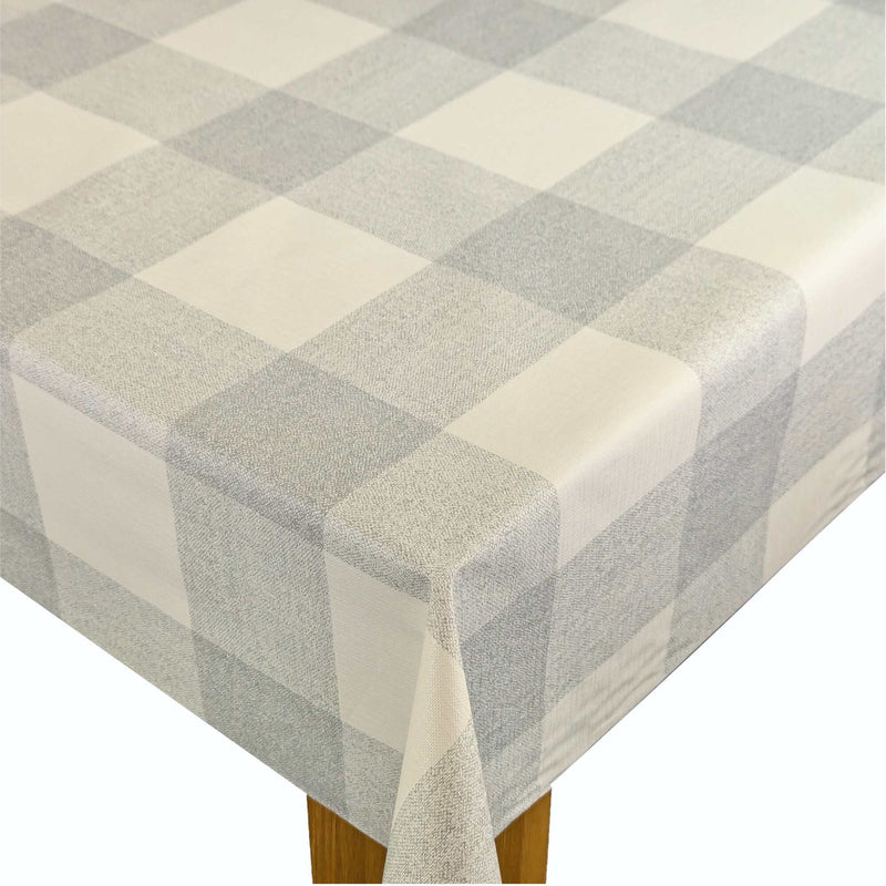 Grey Large Check Tex Vinyl Oilcloth Tablecloth