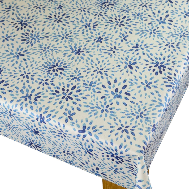 Cara Cobalt Blue on White Matt Oilcloth Tablecloth