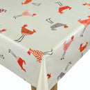 Grey and Orange Chickens Vinyl Oilcloth Tablecloth