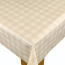 Gingham Check Beige Cotton Oilcloth Tablecloth