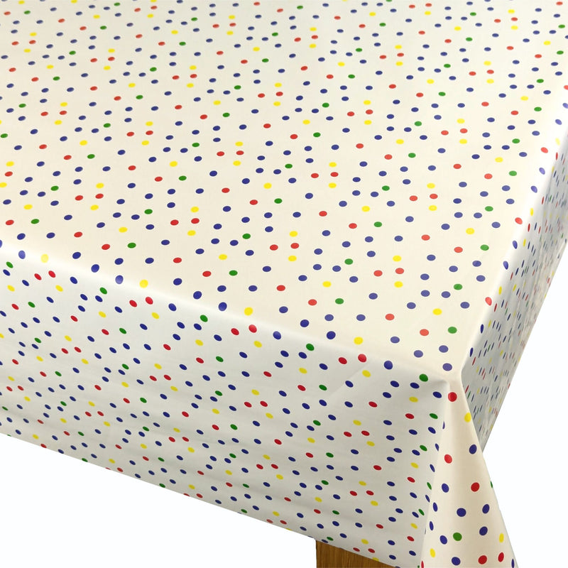 Small Multi Polka Dot Spot Vinyl Tablecloth Roll 20 Metres x 140cm Full Roll