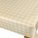 Gingham Check Beige Cotton Oilcloth Tablecloth