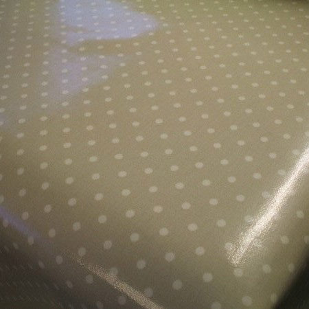 White Spot on Linen Oilcloth - PVC Tablecloths & Vinyl Tablecloths