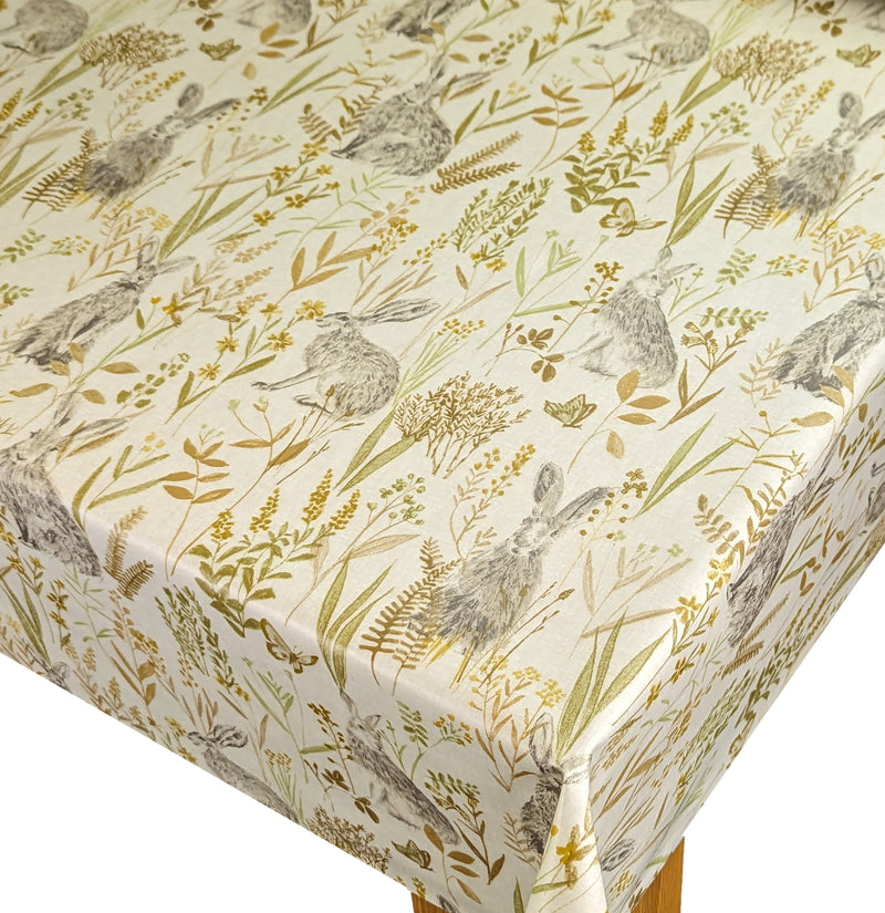 Wild Rabbit Natural Cotton Matt Oilcloth Tablecloth