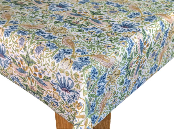 William Morris Strawberry Thief Apple and Blush Oilcloth Tablecloth
