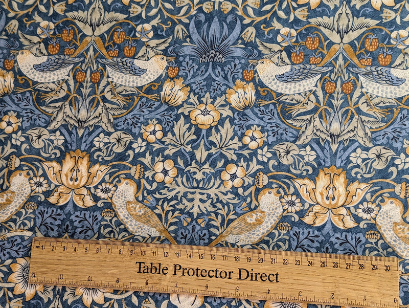 William Morris Strawberry Thief Denim and Spice Oilcloth Tablecloth