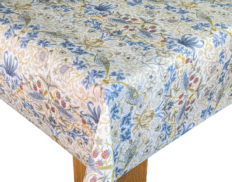 William Morris Strawberry Thief Linen and Plum Oilcloth Tablecloth