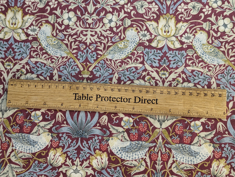 William Morris Strawberry Thief Plum Red Oilcloth Tablecloth