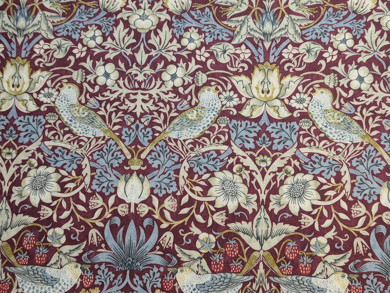 William Morris Strawberry Thief Plum Red Oilcloth Tablecloth