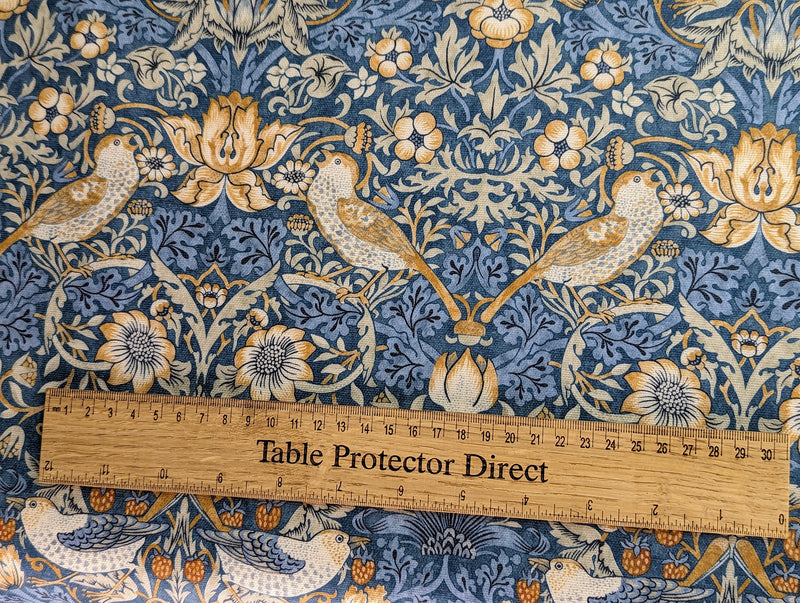 William Morris Strawberry Thief Slate and Blush Oilcloth Tablecloth