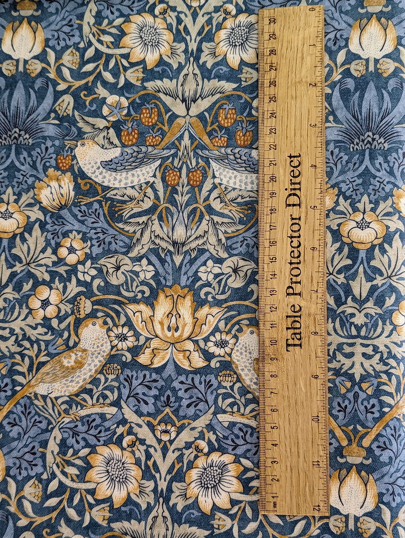 William Morris Strawberry Thief Slate and Blush Oilcloth Tablecloth