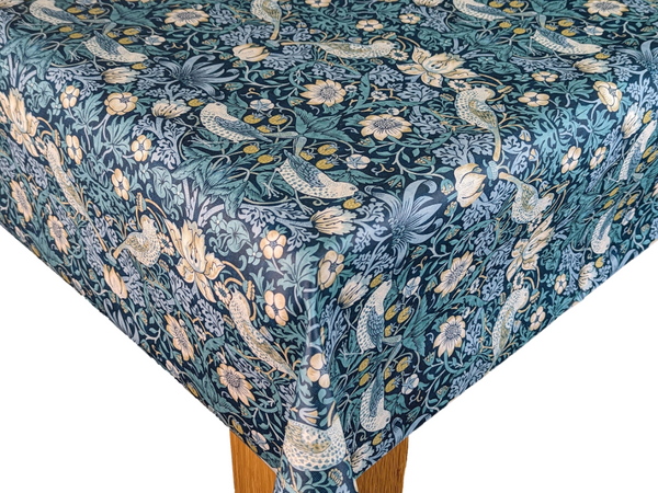 William Morris Strawberry Thief Teal Oilcloth Tablecloth