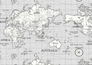 World Atlas Map Grey Oilcloth Tablecloth