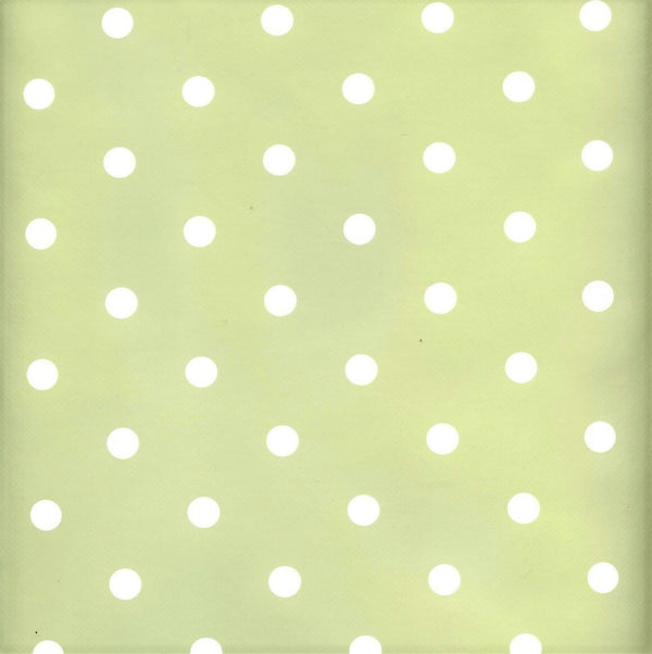 Extra Wide 160cm Round Wipe Clean Tablecloth Vinyl PVC Sage Green Polka Dot